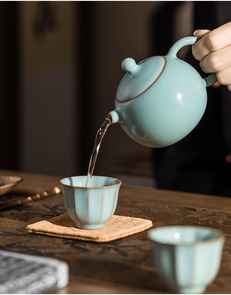 Ru Kiln Celadon Ceramic Tea Cup - Handmade Gongfu Single Master Cup