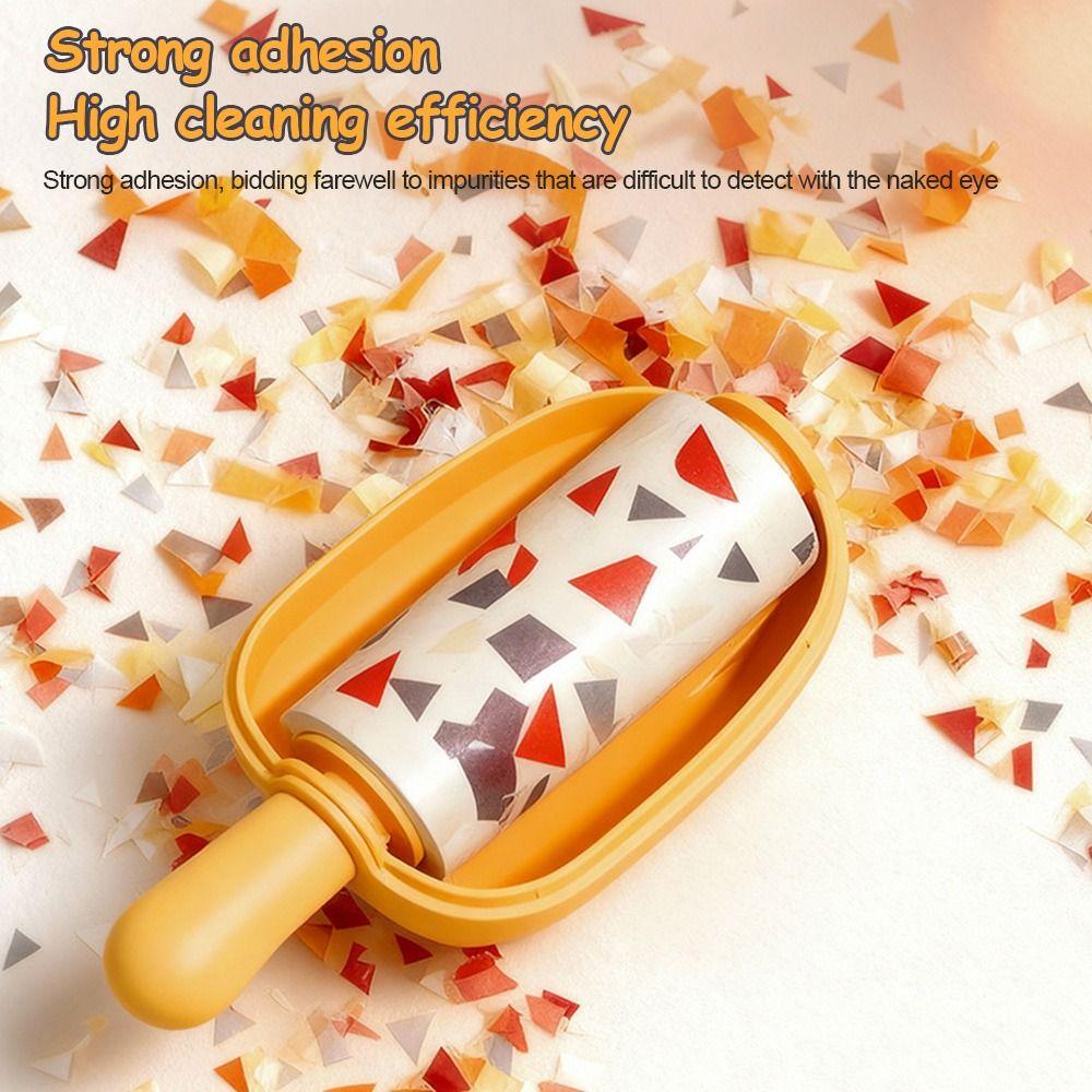 Cartoon Tearable Roll Paper Sticky Roller Brush Cat Shape Strong Adhesiveness Pet Hair Remover Clothes Reusable Detachable