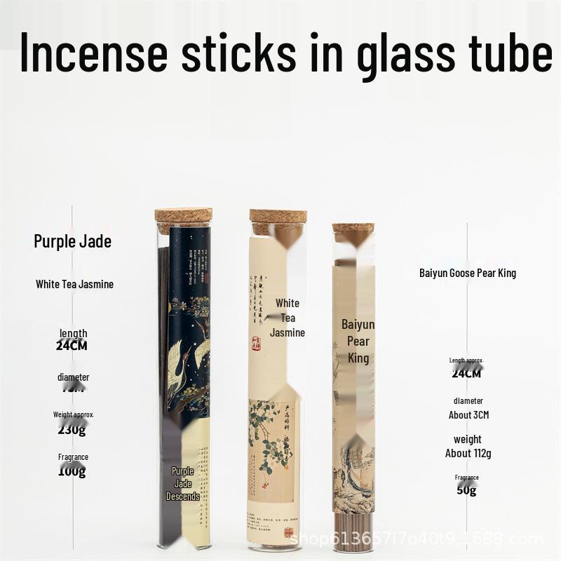Glass Tube Incense: 100g Agarwood & Sandalwood with Classic Pine Scent for Fresh Home Aroma