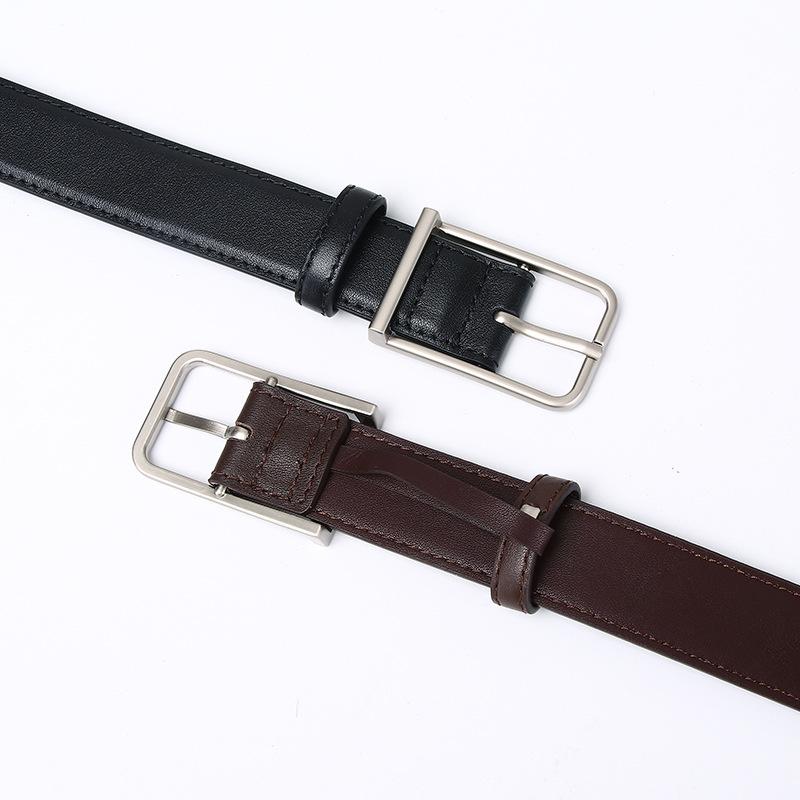 2.8Cm Genuine Leather Pin Buckle Belt Women'S Simple Fashion Trend Versatile Pure Cowhide Leisure College Style Belt Women'S