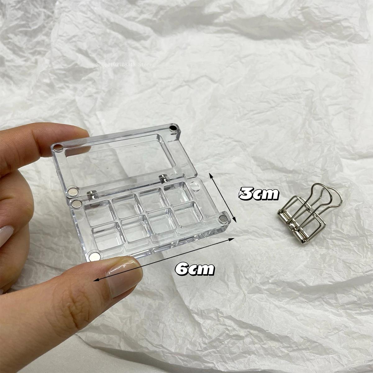

8-cell Mini Paint Box Collapsible Magnetic Palette Transparent Watercolor Palette Handy Travel Sketching Painting Supplies