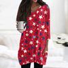Kadın Günlük 3/4 Kollu Gömlekler Moda Baskılı Cepli Tunik Üstler
