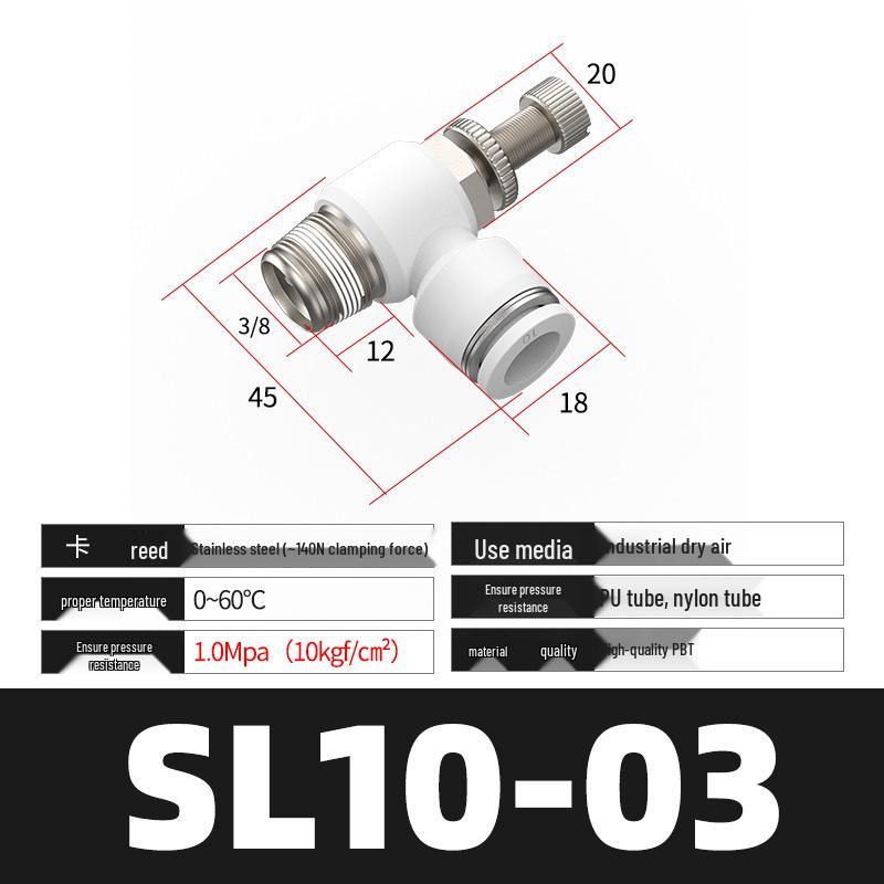 Pneumatyczny regulowany zawór dławiący serii SL (4/6/8/10/12) dla złącza rurki pneumatycznej i cylindra