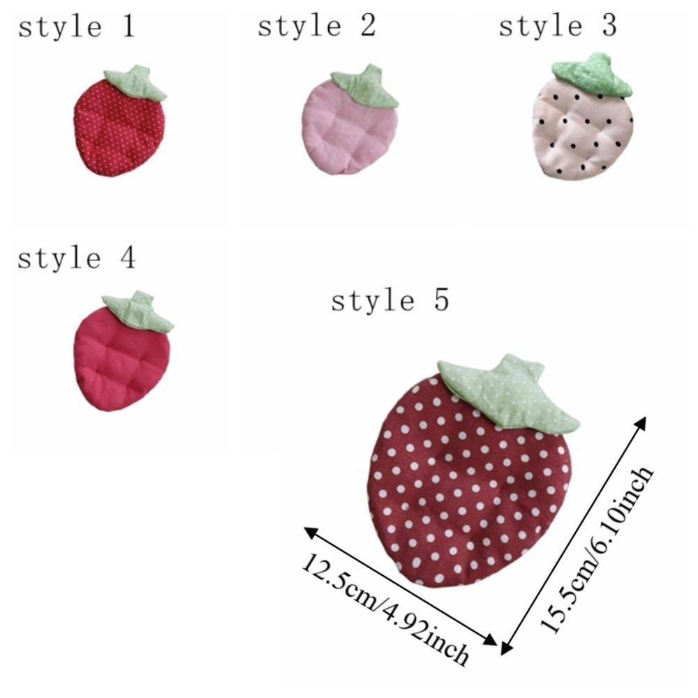 Polka Dot Strawberry Coaster Heat Resistant Kawaii Anti-Scalding Mat Washable Korean-Style Fabric Coaster Photography Props