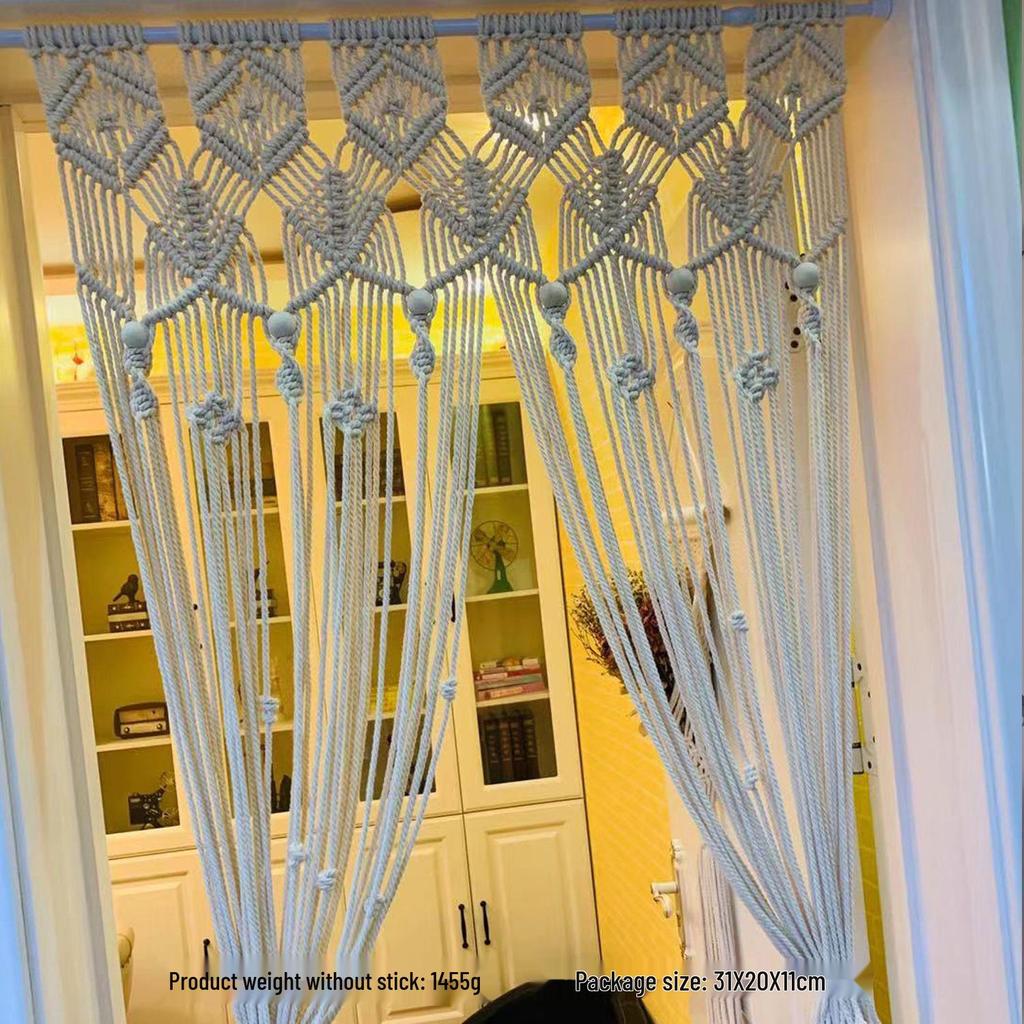 Handmade Woven Cotton Rope Tapestry Door Curtain: Nordic Bohemian Style for Home Decor