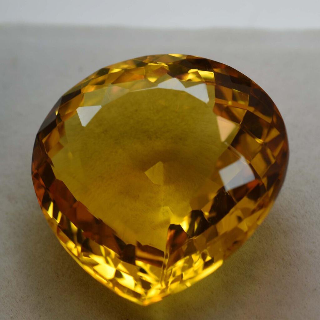 Lab-Created Yellow Sapphire Loose Gemstone Pear 76.40 ct September Birthstone for Gem Collections
