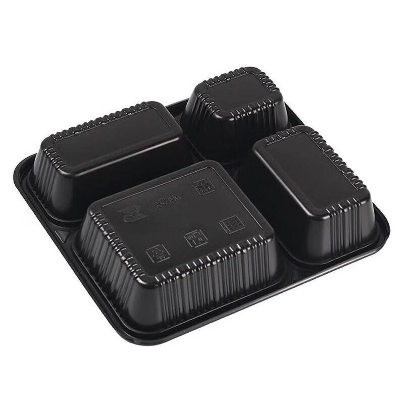 ZLIII מיכלים חד-פעמיים 4 תאים לאוכל מוכן עם מכסים, שחור