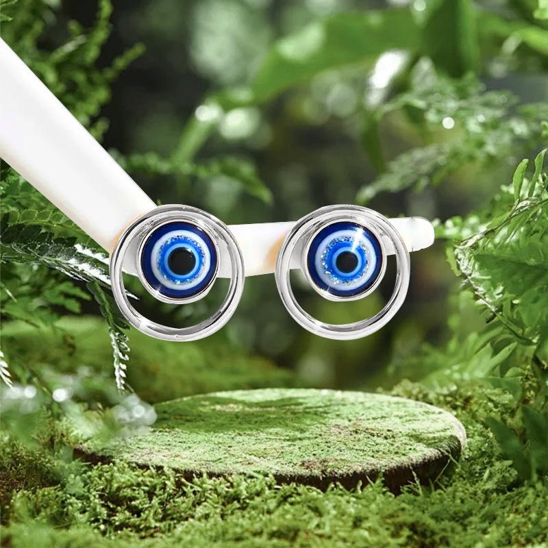 

Devil s Eye Stud Earrings Turkish Blue Eyes Niche Charm Earrings срібло сірий колір