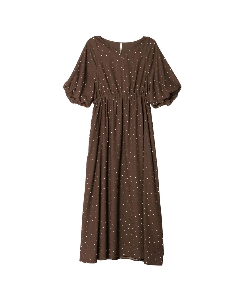 ROPE PICNIC Pino Dot Print Dress Dark Size Women's (GDE14950, Brown, 20)