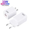 Carregador Rápido PD 33W QC3.0 Porta Dupla Carregador de Parede USB Tipo C Plugue US EU Carregador de Celular