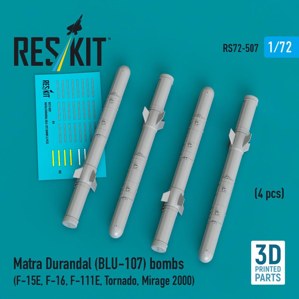Reskit Matra Durandal Runway Destruction Bomb Plastic Model Parts 1/72 (BLU-107) (4 Pieces) RSK72-0507 (Airplane)