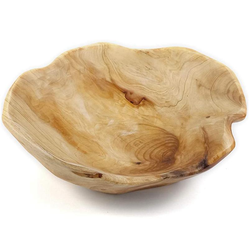 

SHGO-2X Wooden Fruit Salad Serving Bowl Hand-Carved Root Bowls Creative Living Room Real Wood Candy Bowl 20-24Cm