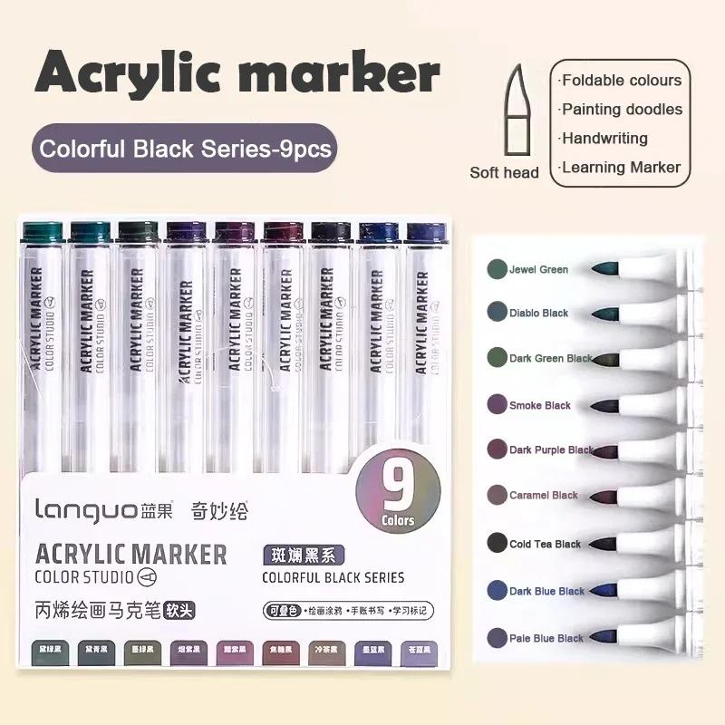 Acrylic Paint Marker Set Languo 144 Colors Art Markers Painting Drawing Pen Graffiti for Stone Disc Card Shoe Glass Art Supplies