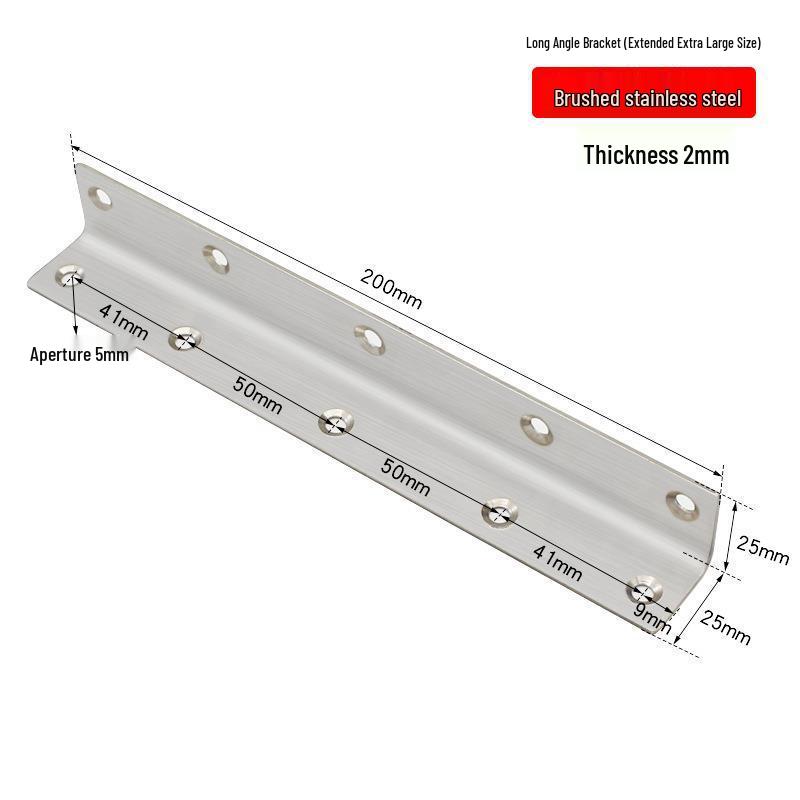 Stainless Steel L-Shaped 6-Hole 90° Angle Bracket for Shelves, Tables, and Chairs