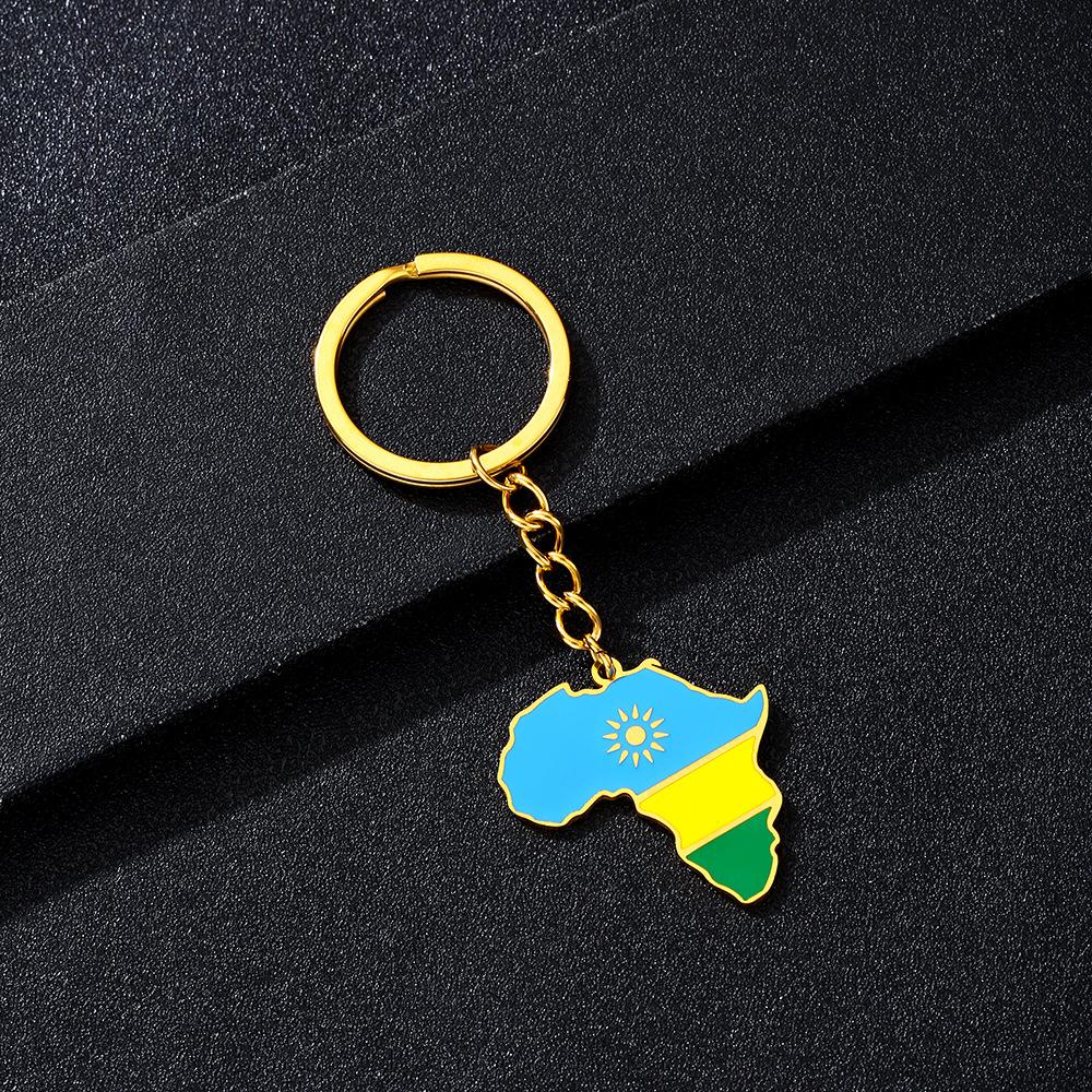 Portachiavi Premium in Acciaio Inossidabile con Ciondolo Mappa Bandiera Africa Ghana Nigeria Capo Verde Congo Uganda Regalo per Appassionati di Viaggi