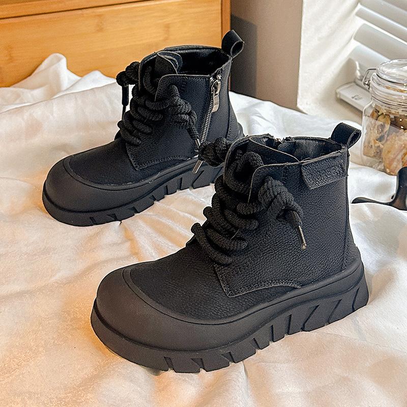 Children's Boot Spring Autumn Patchwork Versatile Girls Black School Boots Fashion Versatile Kids Causal Ankle Boots Thick Soled