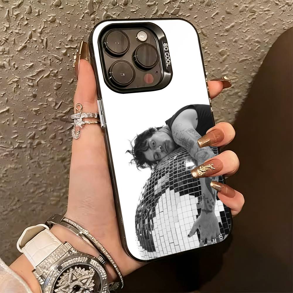 singer H-aRRy Music Styles Phone Case For iPhone 17,16,15,14,13,12,11 Plus,Pro Max,XS,Colored Silver Plated Inside Cover