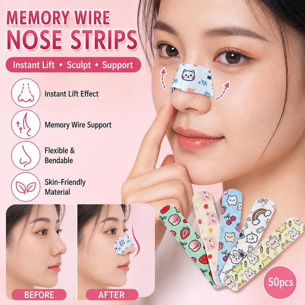 50Pcs Nose Lift Strips 3DNose Shaping Sticker Shrink Nose Patch For Nose Reshaping Contouring Slimming Nose Wing Stickers