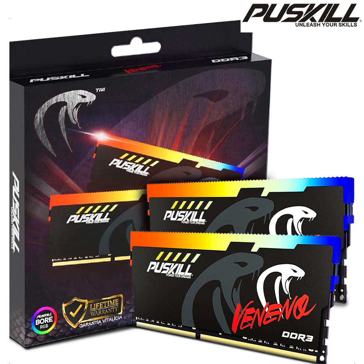 

PUSKILL Memoria RAM RGB DDR3 8GBx2 1600MHz 12800S Udimm Dual Channel DIMM Настільні модулі пам яті 8GBX1 1600MHz RGB