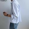 INCERUN S-XXXXXL Men Lapel Neck Long Sleeve Striped Casual Loose Shirts Tops