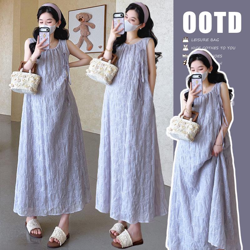 2026 Summer Sleeveless Two-way French Maternity Dress XL