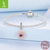 Pink Eternal Flower S925 Sterling Silver Pendant Accessories Romantic Sweet Wind Flower Bracelet Beaded