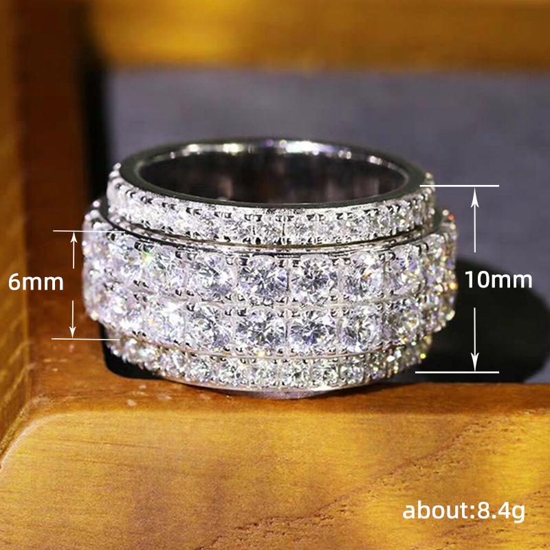 Cao Shi Trendy Hip-Hop Half-Circle Diamond Ring for Men & Women - Shiny Street Style Index Finger Accessory