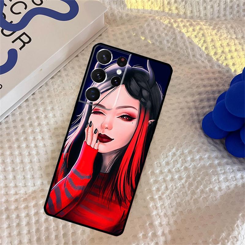 Aesthetic Devil Woman Bad Girl Phone Case For Samsung Galaxy S24 S25 Ultra S9 S10 S20 S22 S21 Plus S23 FE Portector Cover