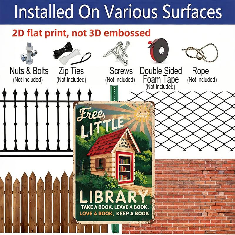 2D Flat 1pc Vintage Book Fans Metal Aluminum Sign Reading Corner Today Is A Good Day To Read Library Wall Artist Anti-Home School Library Coffee Shop