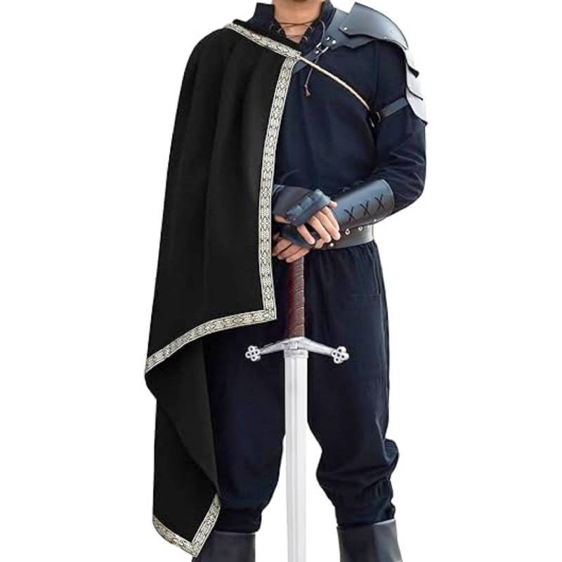 Medieval Renaissance Cloak For Cosplay And Themed Parties Made Of Polyester With Embroidered Detailing For Adults