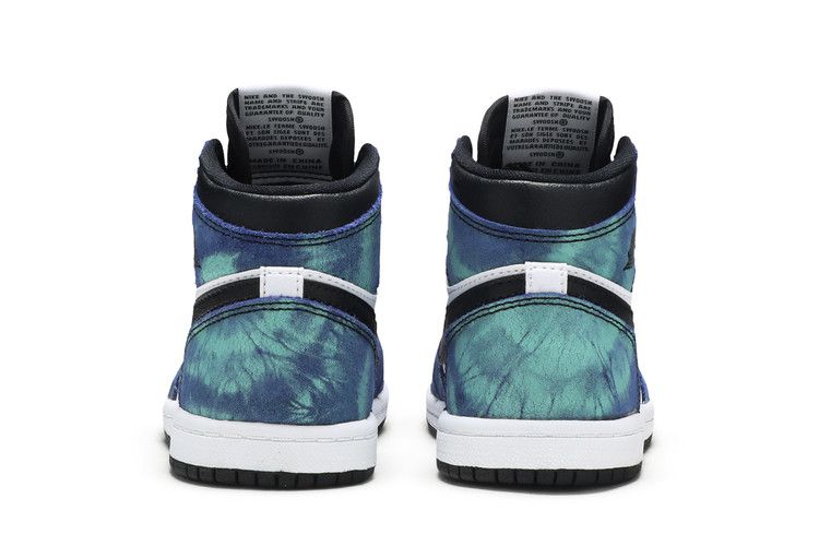 Kids' Sneakers Jordan 1 Retro High Tie Dye (TD) White/Black-Aurora Green