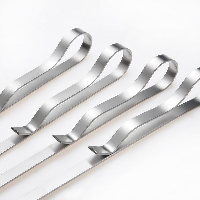 10PCS 16.5 Inch Length Flat Metal Grilling Skewer Set Reusable BBQ Tools BBQ Wide Skewers Stainless Steel Barbecue Sticks