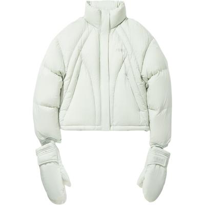 Down Jackets Women's Light Blue Gray Stand Collar Moderate Down Jacket AYMV480-1