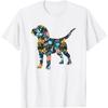 Beagle Blumige Hundesilhouette Damen Grafik-T-Shirt