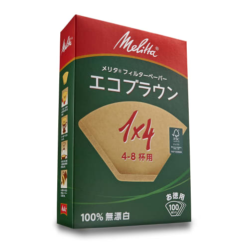 Melitta Filter Paper, 4-8 Cups, Eco Brown, FSC Mix, 1x4, Natural Brown, 100 Sheets, PE-14GBN