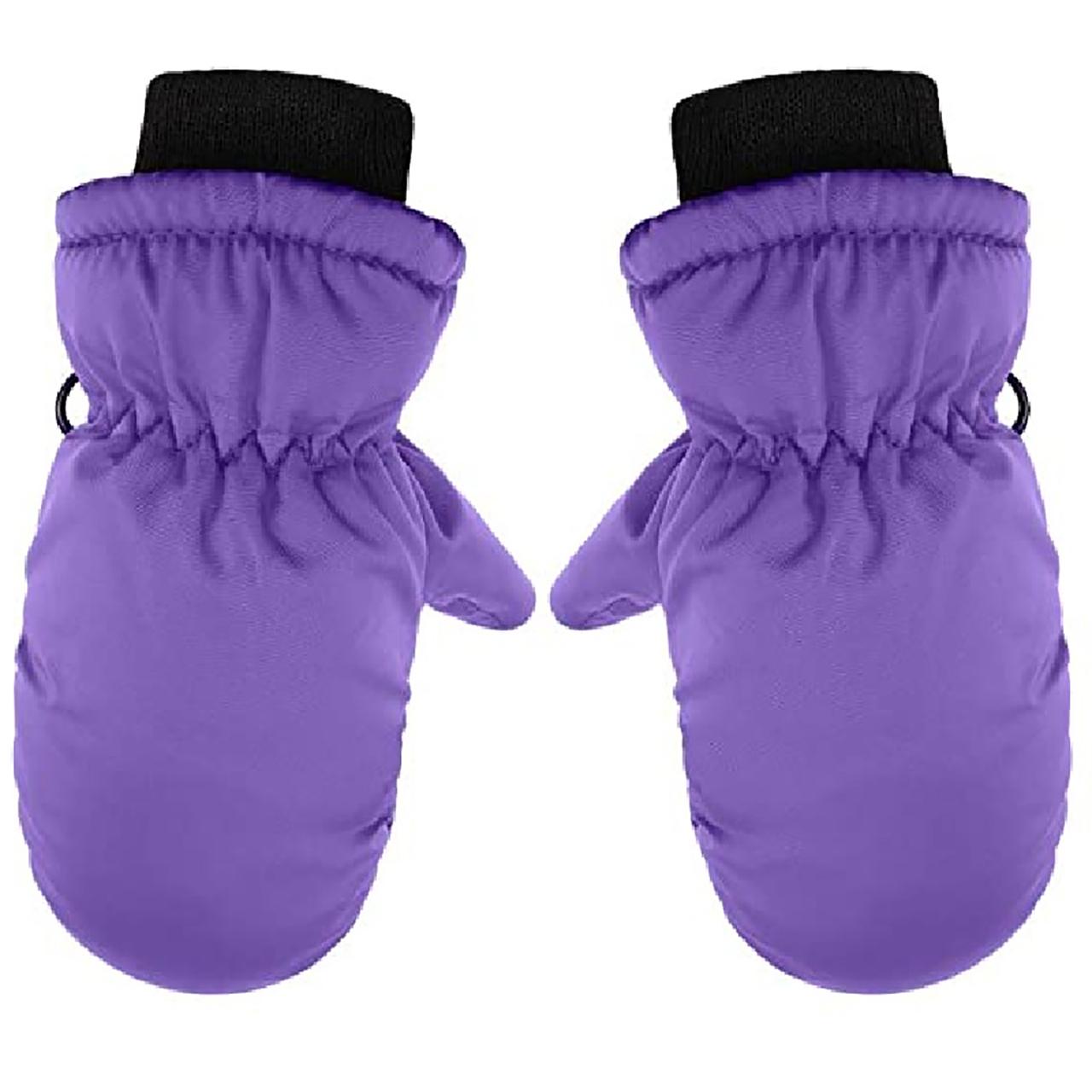 

Solid Color Baby Winter Gloves Thicken Warm Kids Full Finger Mittnes Windproof Waterproof Children Boys Girls Ski Gloves S фіолетовий