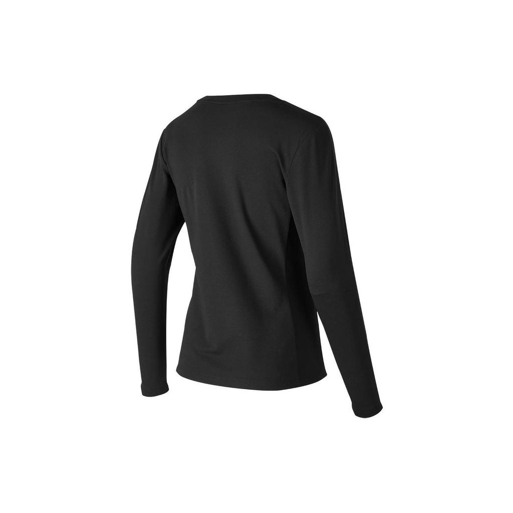 Skechers Letter Round Neck Pullover Sports Slim Fit Breathable Long Sleeve T-Shirt Women Tops Carbon-Black P423W064-0018