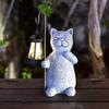 Solar-Katzenstatue mit Laterne Wasserdichte Harz-Licht Garten-Kätzchen-Skulptur Outdoor-Kätzchen