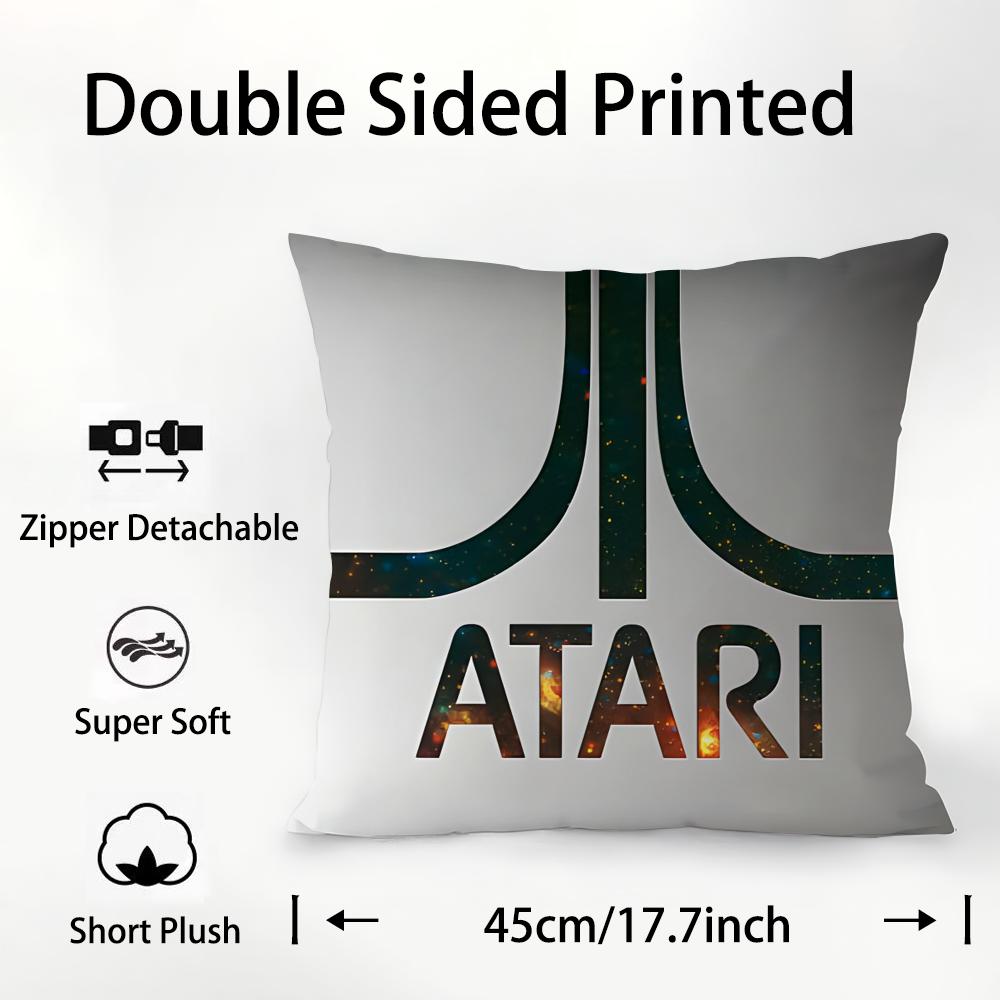 A-AtariS Game Logo Pillow Case Plush Fabric Soft Double Sided Print Sofa Cushion Cover Throw Pillow Covers