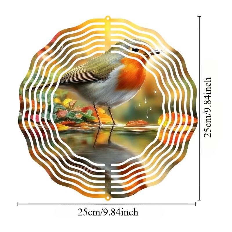 Cute Robin Rotating Outdoor Wind Chime,3D Metal Material, Dynamic Garden Decoration,  Suitable for Outdoor Balcony and Courtyard