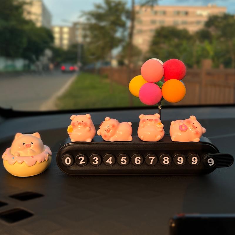 Adorable Pig Parking Phone Number Plate - Car Interior Ornament