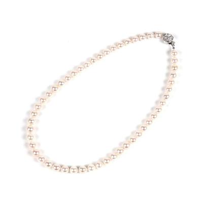 PLUSTER Collana di Perle Collana di Perle Perla Autentica Cerimonia Nuziale Perla Akoya 7mm Custodia Croce Gioielli Gesso - 7,5mm da Donna [Perla & Set]