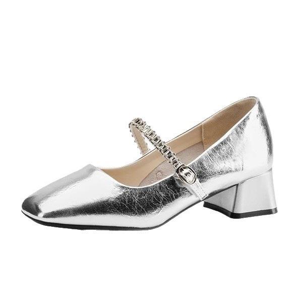 French Square Head Shallow Mouth Single Shoes 2025 Autumn New Models with Skirts Women's Shoes Fashionable Fairy Style Thick Heel Mary Jane Shoes
