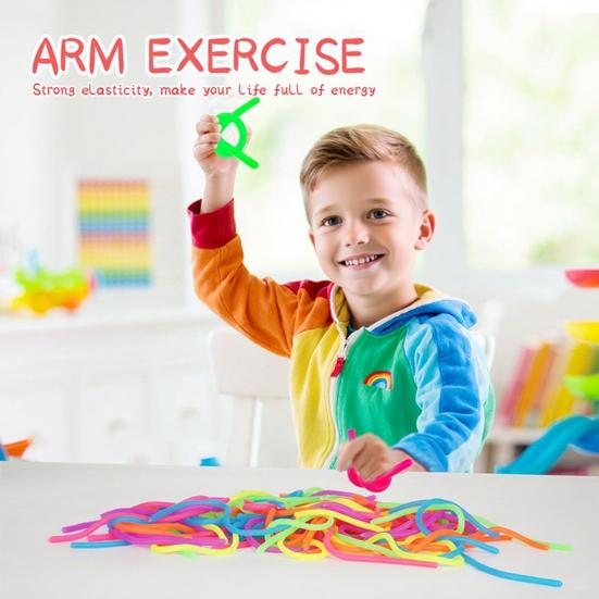50/100Pcs Colorful Elastic Rope Sensory Toy Kids Adults Stress Anxiety Relief TPR Stretchy Noodle Fidget String Toy Party Favors