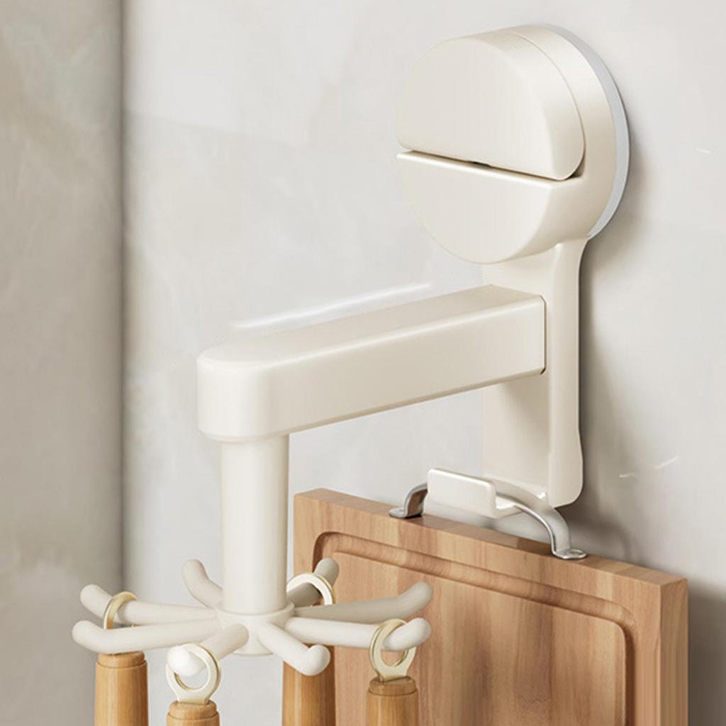 1pc 360 Degree Rotatable Suction Cup Punch Free 8 Claw Hook Kitchen Spatula Spoon Storage Wall Mounted Hanger