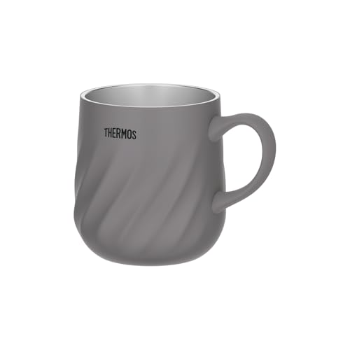 Thermos Vacuum Insulated Mug, 350ml, Dark Gray, Dishwasher Safe, Keeps Drinks Hot or Cold, Cute Rounded Design, JTD-350 DGY