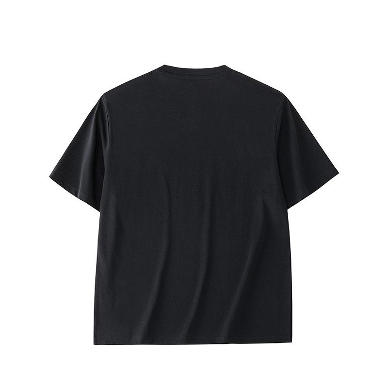 Anta Knitted Pullover Comfortable Casual Round Neck Short Sleeve T-Shirt Men Tops Basic-Black Silver 952428112-5