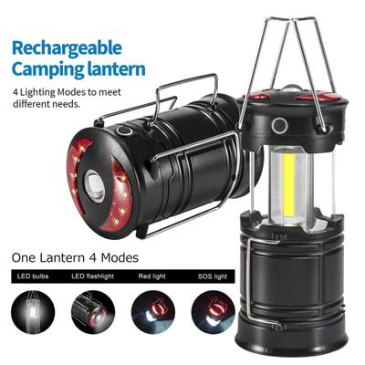 Outdoor Rechargeable Battery Powered 2-in-1 Emergency Light Handheld Telescopic Camping Light