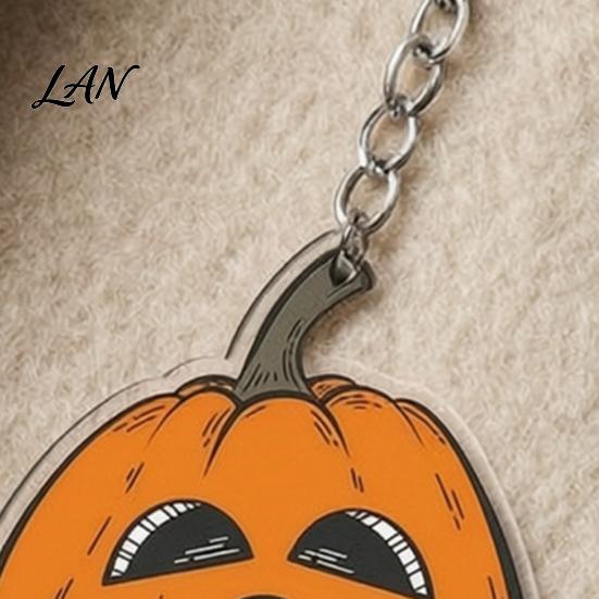 Double Sided Key Holder Halloween Creepy Pumpkin Acrylic Keychain, Double-sided Head Ring Car for Backpacks, Decorative Chain Holiday Party Favors