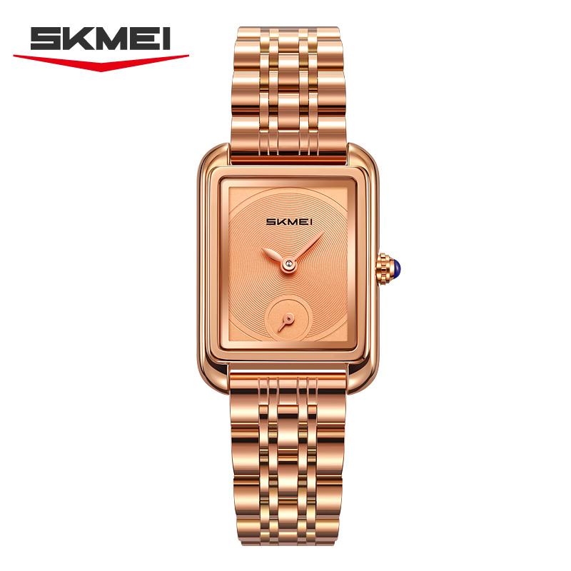 SKMEI 2670 New Simple and Elegant Stainless Steel Strap Rectangular Women's Watch Quartz Watch Luxury Girls' Clock reloj mujer
